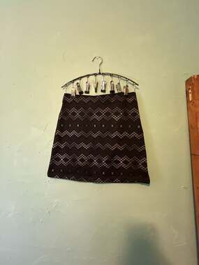Athleta Fleece Lined Black Gray Geometric Aztec Mini Skirt Size XS
